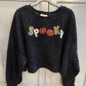 Peach Love Spooky long sleeve shimmery top sz LG Halloween